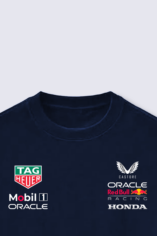 Red and blue Formula 1 tee with street racing design – Red Bull inspired