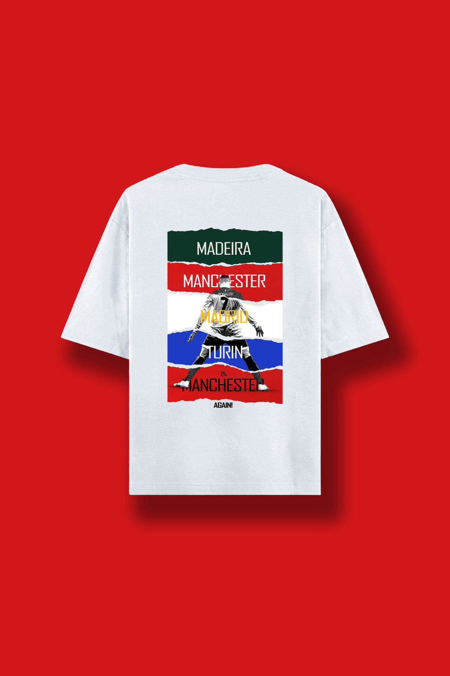 Red and green CR7 tee inspired by Ronaldo’s football career