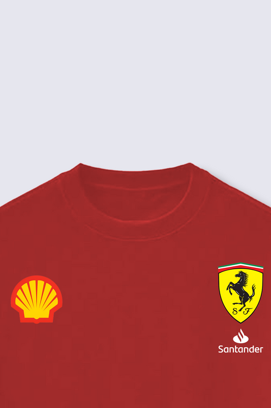 Red Ferrari Formula 1 fan T-shirt with racing stripes