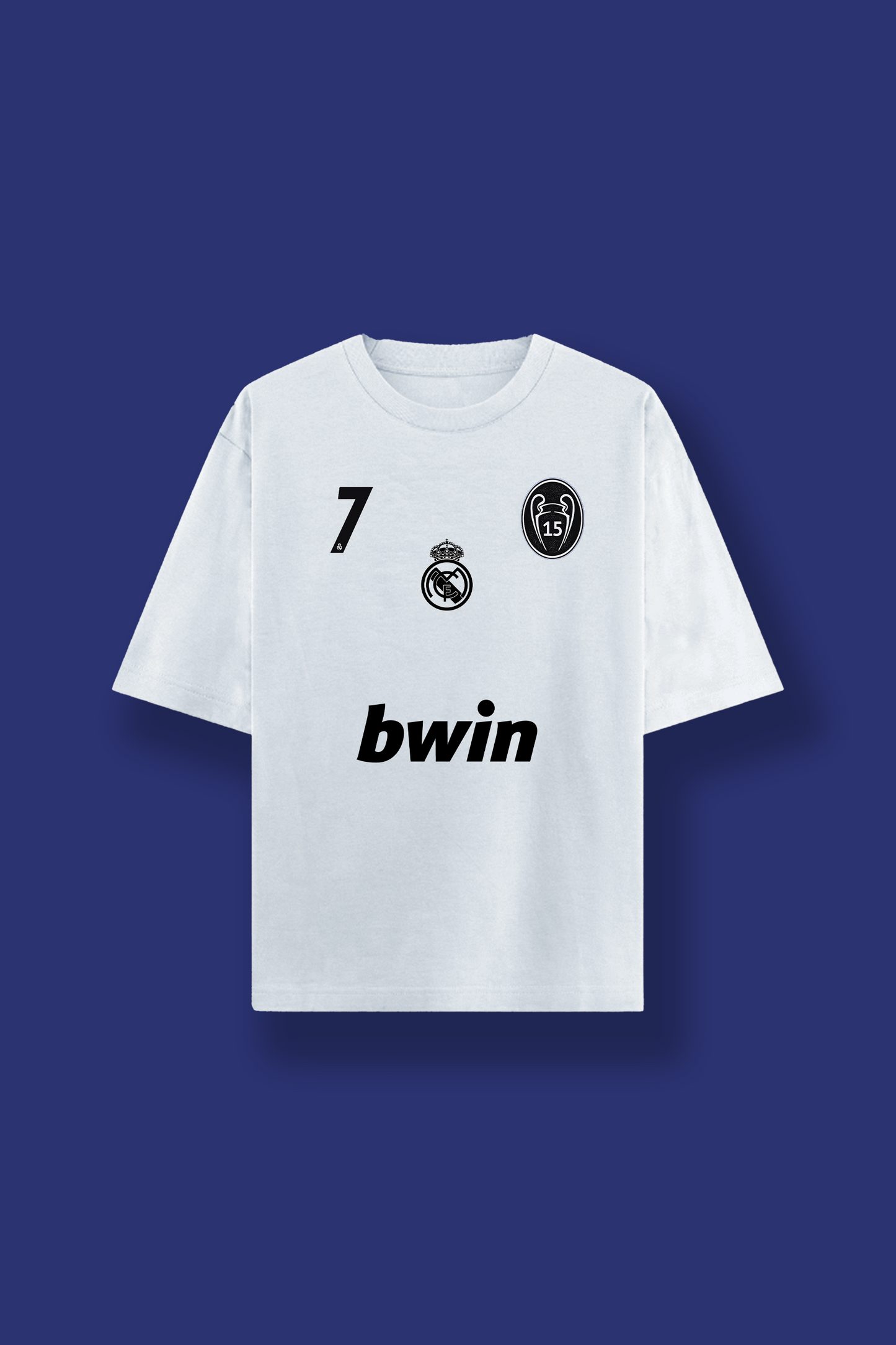 White cotton tee inspired by Real Madrid players – Indian fanwear
