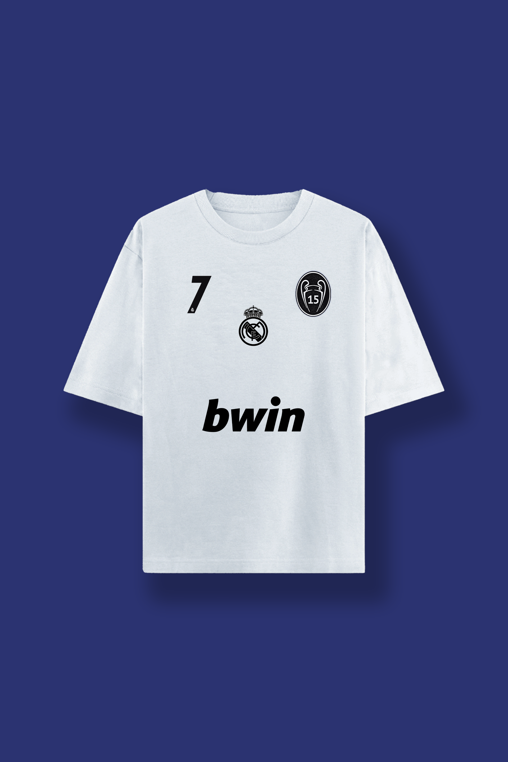 White cotton tee inspired by Real Madrid players – Indian fanwear